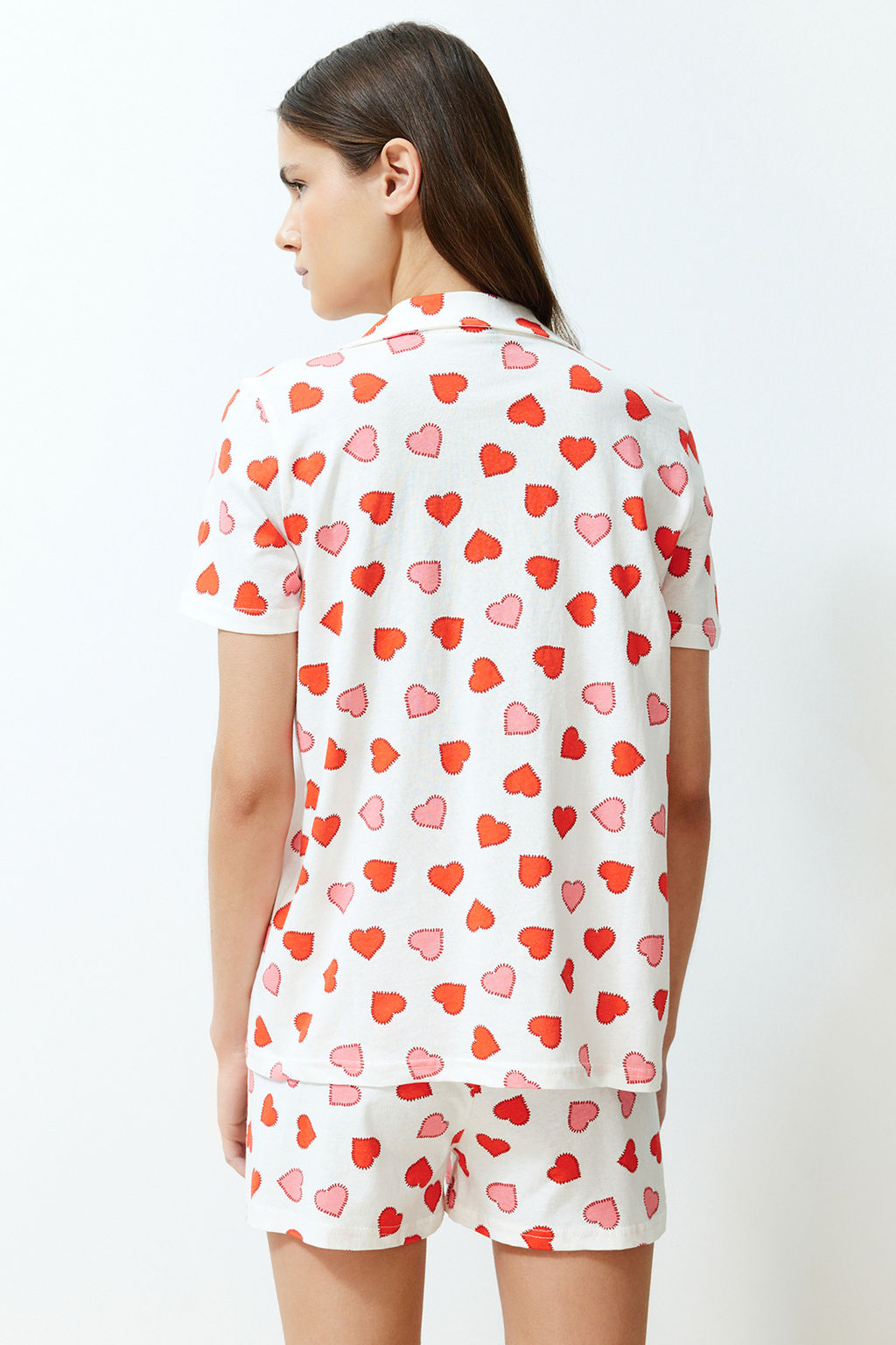 Cok Renkli %100 Pamuklu Kalpli Sortlu Orme Pijama Tak?m? THMSS24PT00152 - Trendyolmilla фото 6