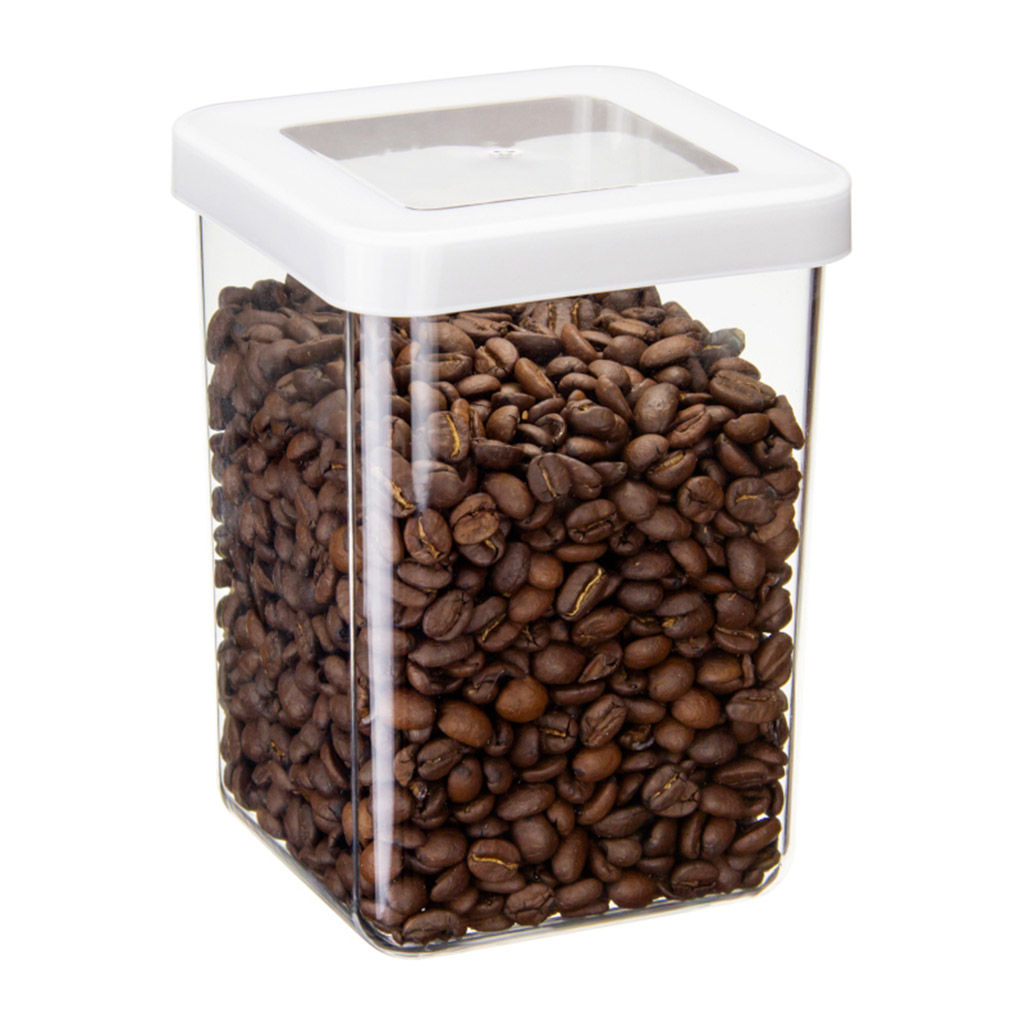 Банка для сыпучих продуктов пластмассовая Степ 1л, 10х10х14см, белый (Россия) - Домашняя Мода фото 2