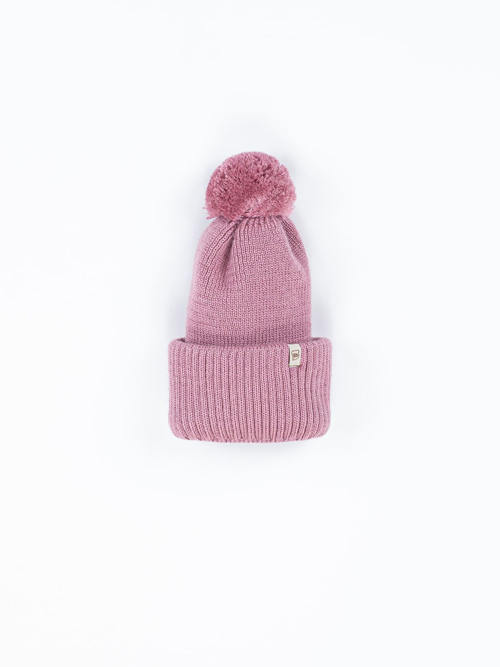 Шапка из смесовой шерсти с помпоном и двойным отворотом "Вереск" подростковая