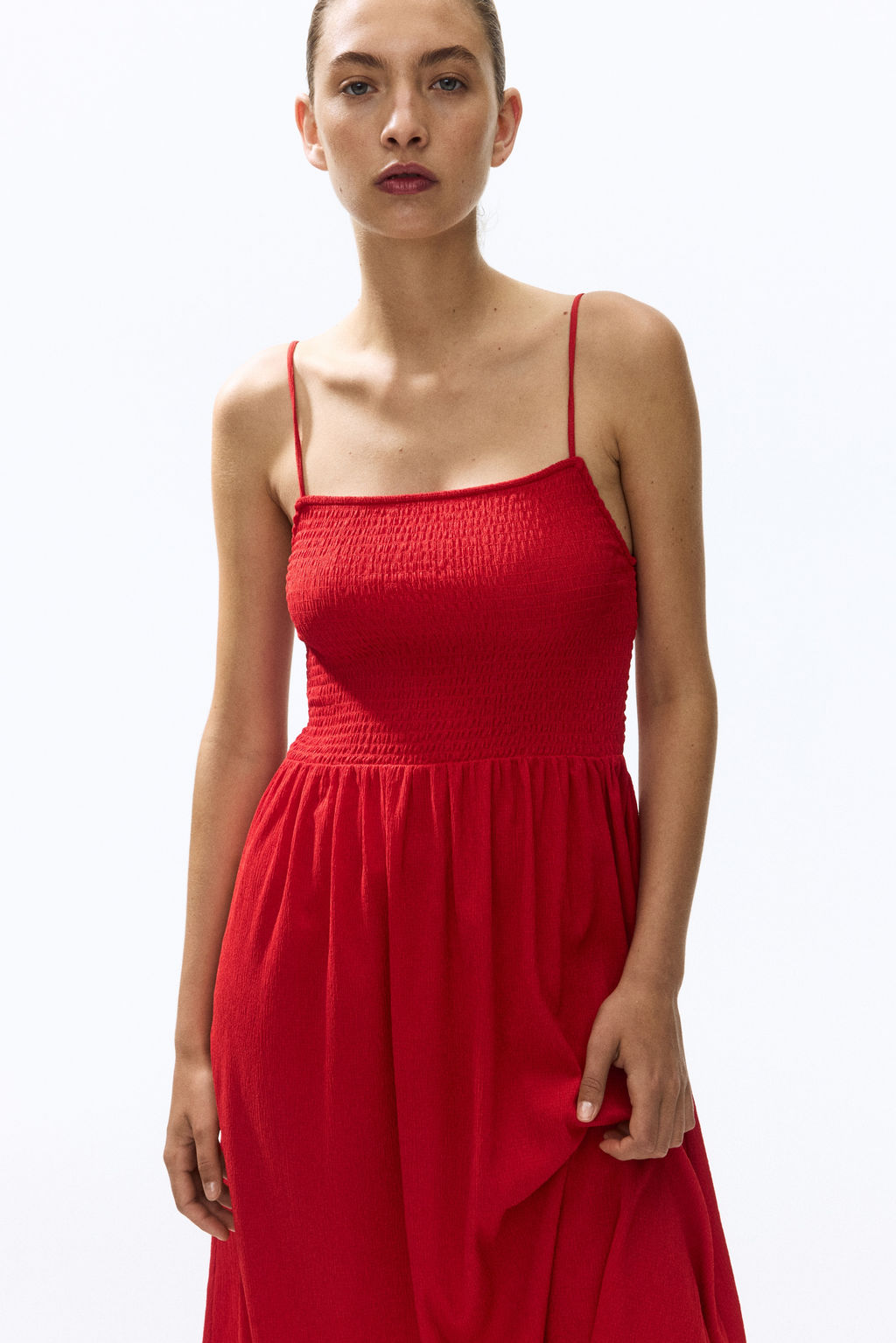 Vestido de tirantes con cuerpo nido de abeja - H&m фото 12