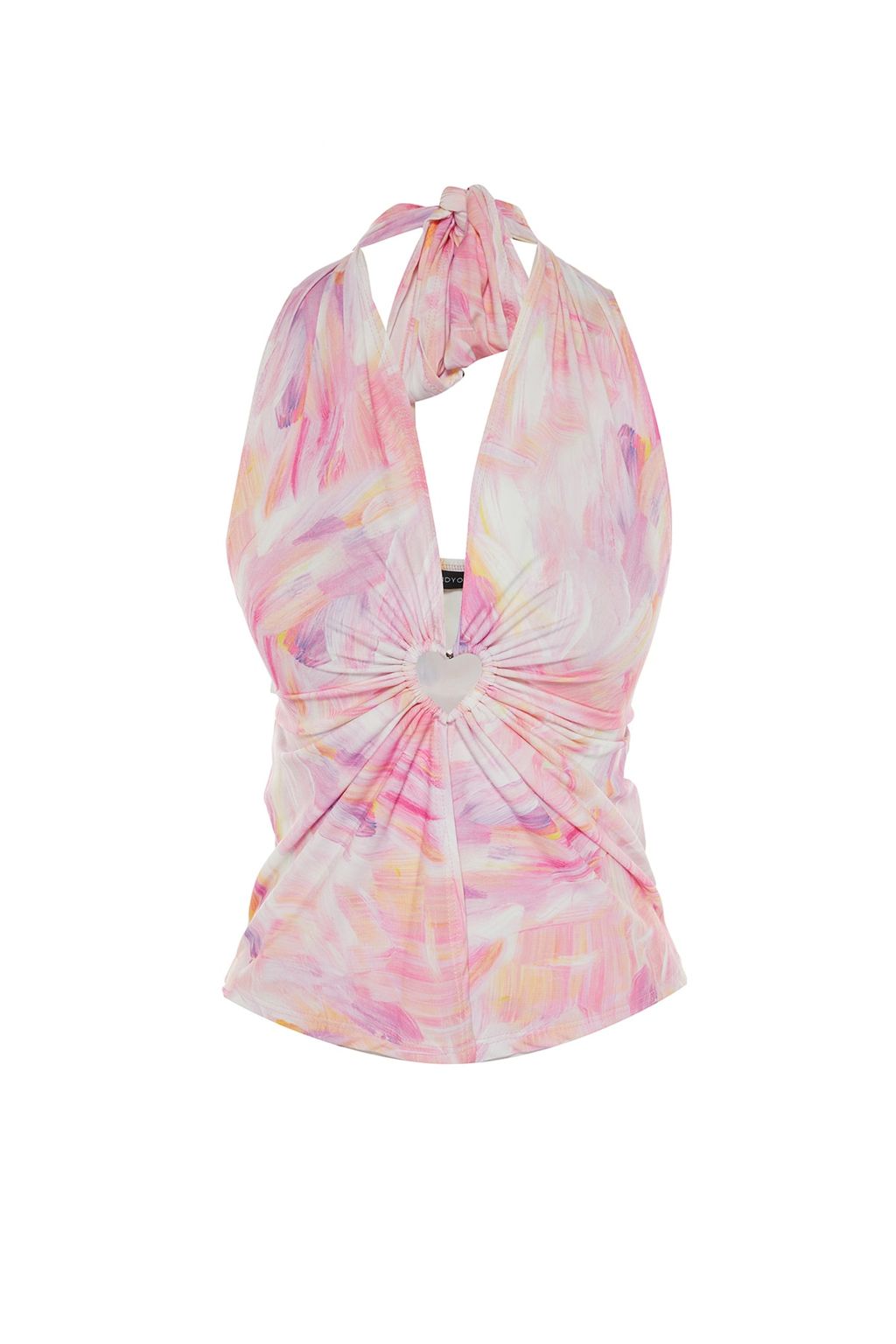 Trendyolmilla Cok Renkli Aksesuarl? Pencere/Cut Out Detayl? Bask?l? Orme Bluz TPRSS23BZ00007 фото 6