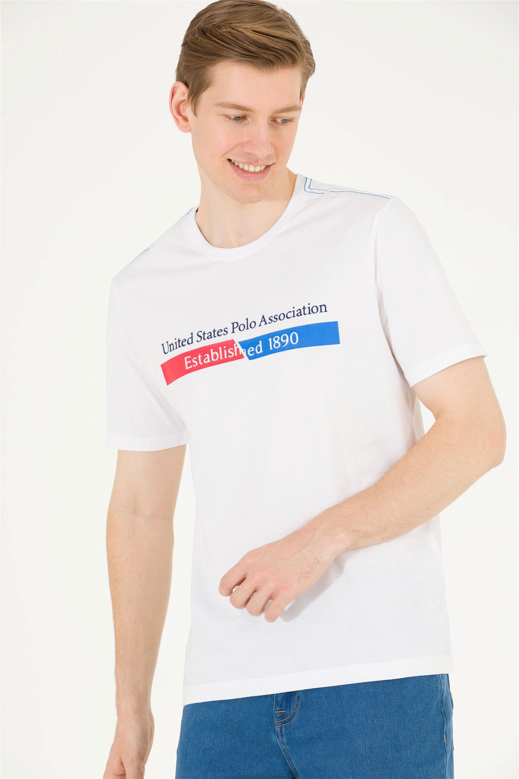 Мужская белая футболка с круглым вырезом - U.s. polo assn фото 11