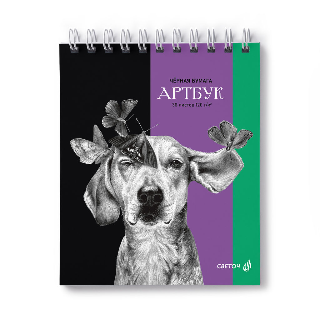 Светоч А307 Артбук (Скетчбук), блок чёрный, жесткая подложка, 120 г/м2 175*200 мм на гребне 30 л. 2 шт. Нуар 01942  фото 6