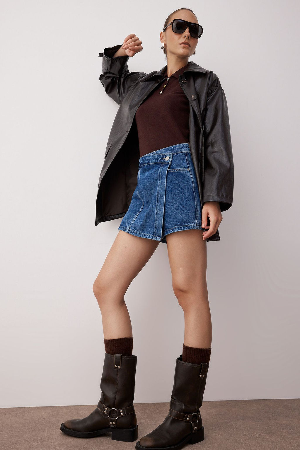 Mavi Kruvaze Kapama Denim Sort Etek TWOAW26SR00043 - Trendyolmilla фото 2