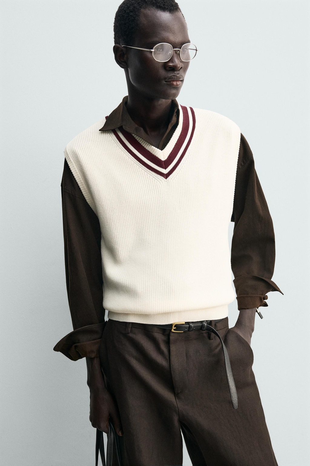 CHALECO PUNTO RIB CONTRASTE / Crudo - Zara фото 5