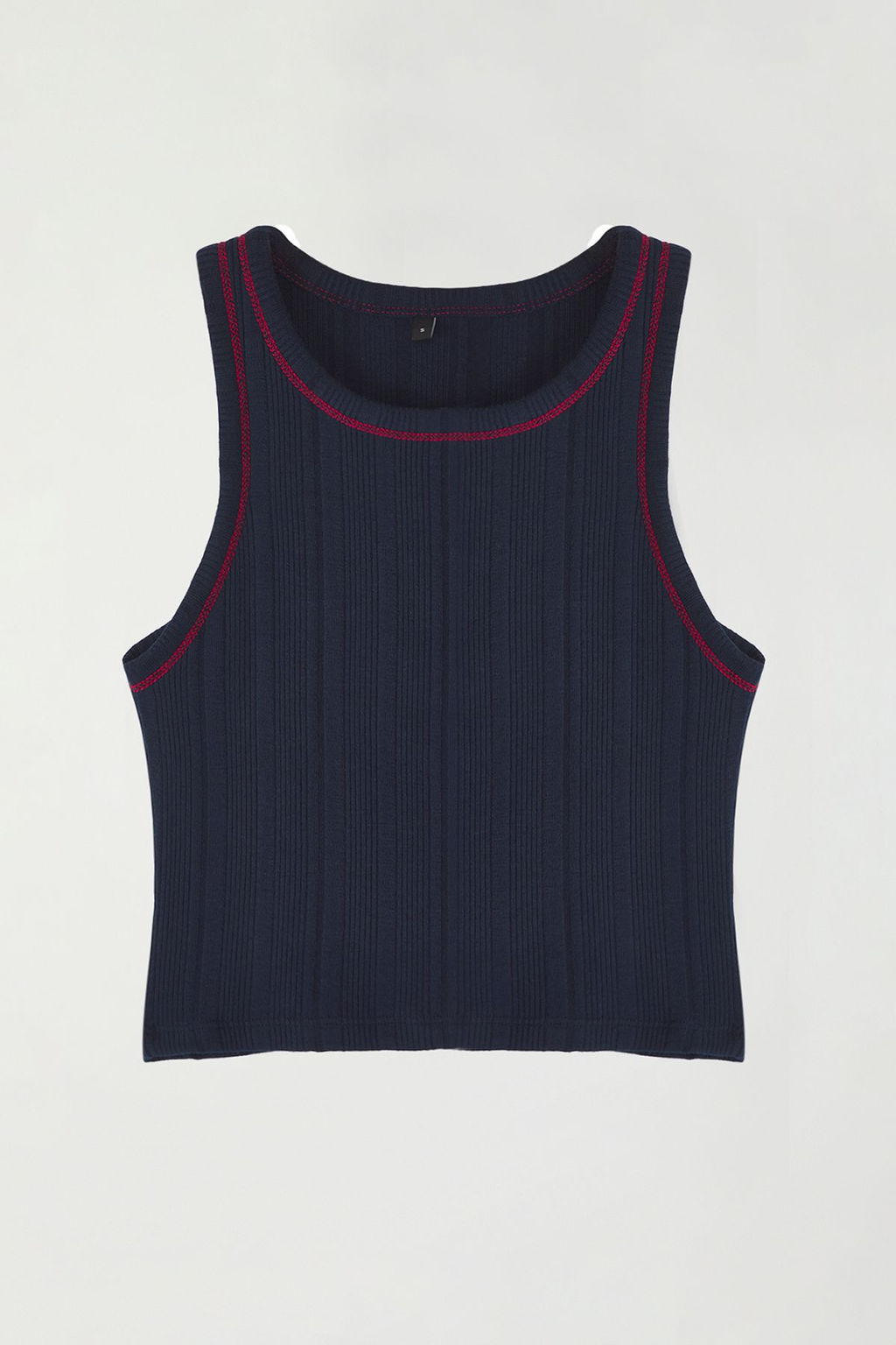 Lacivert Pointel/Dokulu Kumas Vucuda Oturan Crop Orme Atlet TWOSS25AL00041