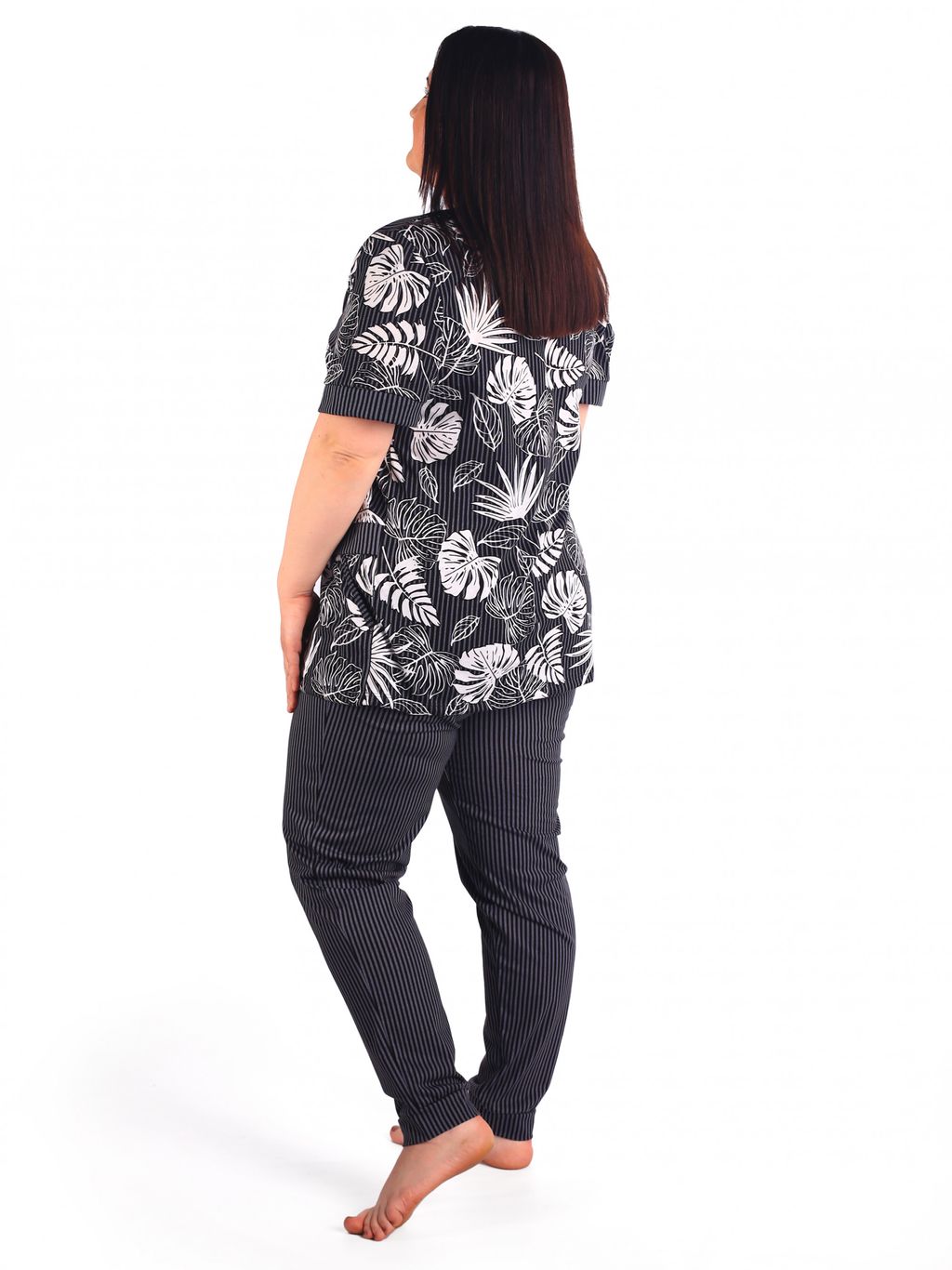 Костюм женский кулирка с брюками "ПАЛЬМА" УГОЛЬ