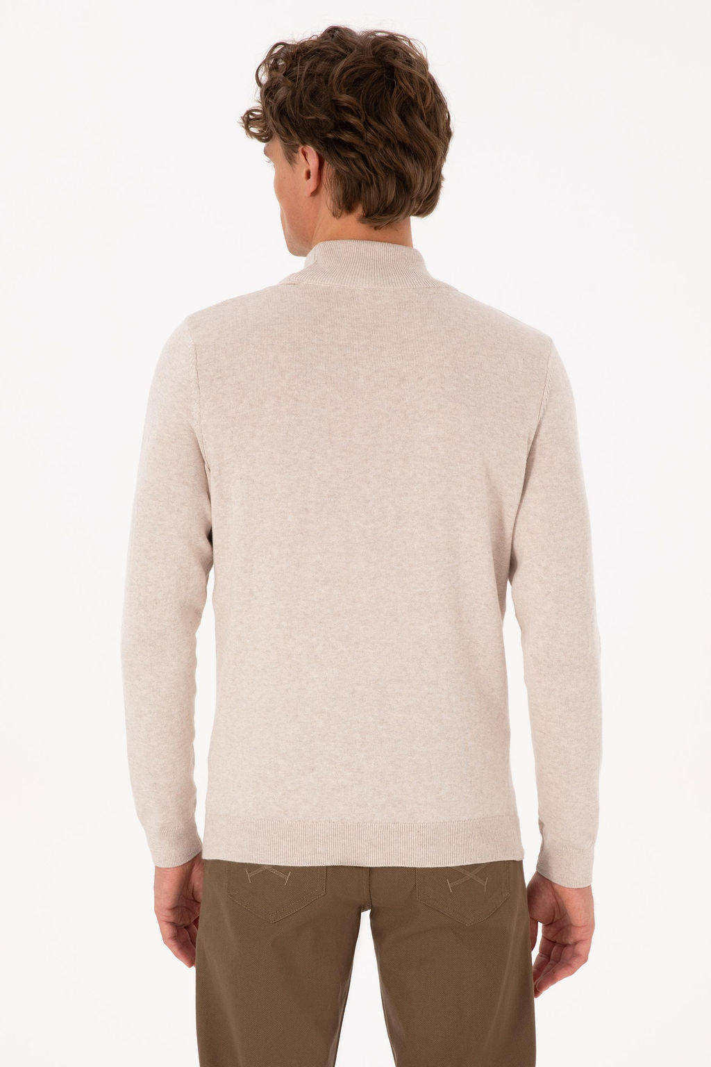 Erkek Slim Fit Yar_m Bal_k__ Yaka Ta_ Basic Kazak - U.s. polo assn фото 5