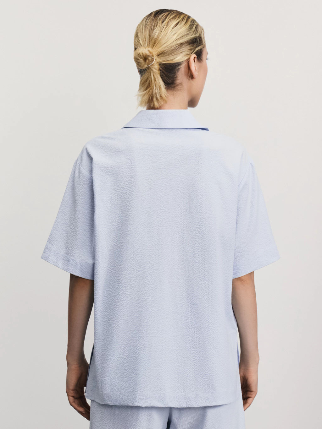 Рубашка с коротким рукавом из фактурного хлопка / Zarina  фото 5
