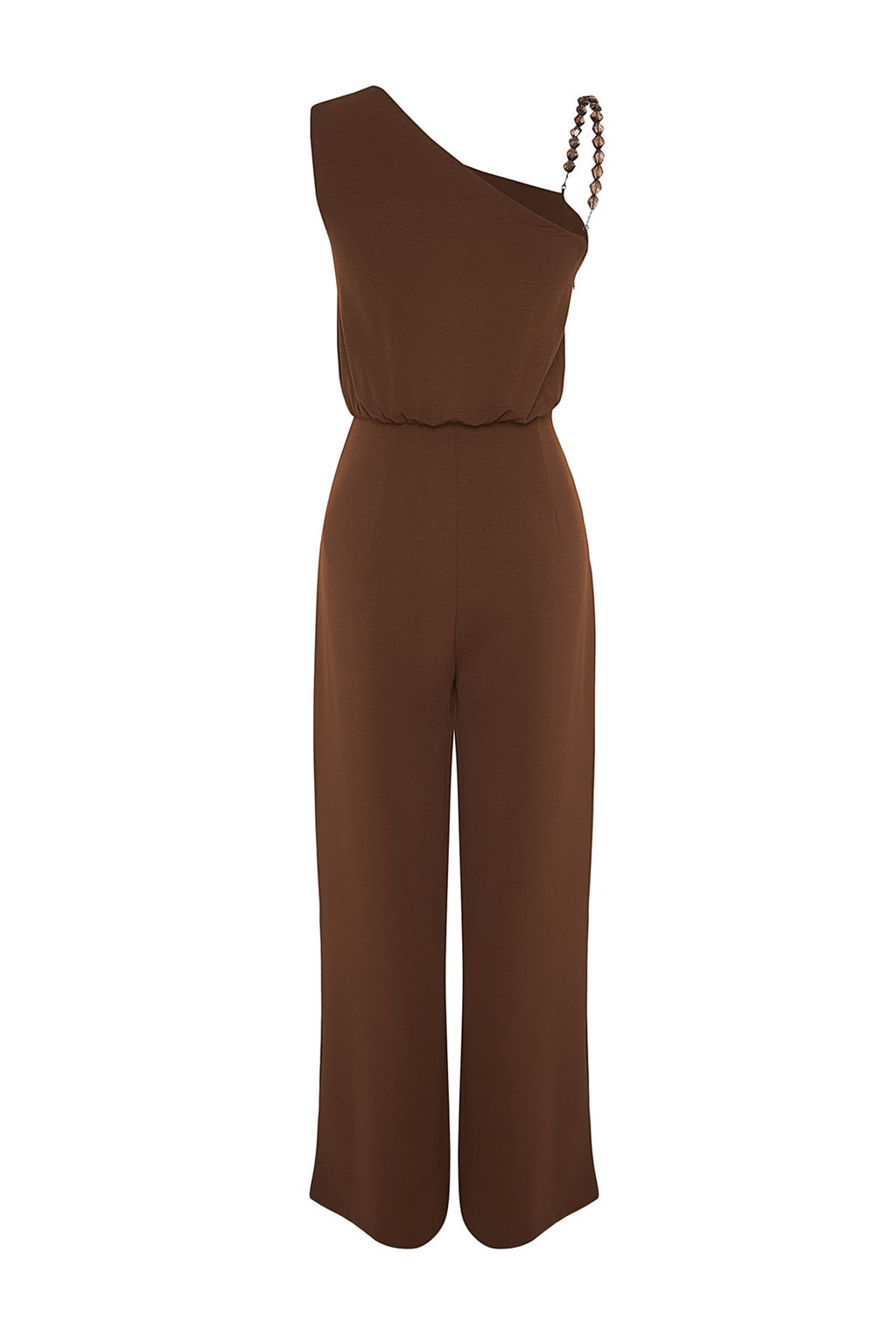 TRENDYOLMILLA Kahverengi Tek Omuz Maxi Dokuma Tulum TWOSS23TU00190  фото 8