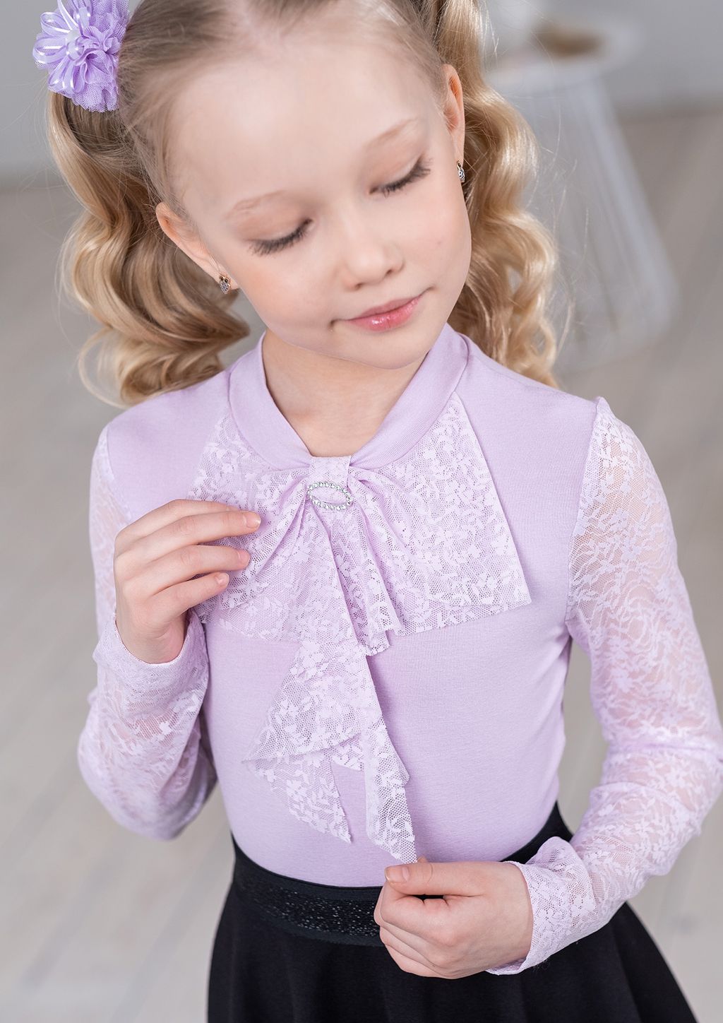 Фрита, блузка трикотажная сиреневый/122-60-54 - Alolika фото 3