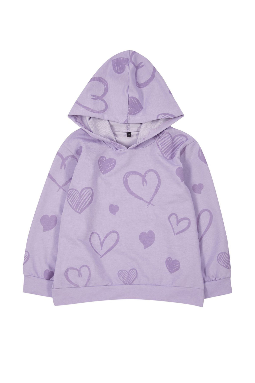 Pembe K?z Cocuk Mevsimlik-Ince Kalp Desenli Pamuklu Kapusonlu Orme Sweatshirt TKDAW25SW00002 - Trendyolmilla фото 7