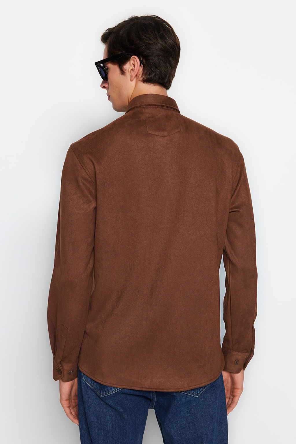 TRENDYOL MAN Kahverengi Regular Fit Cift Cepli Suet K?sl?k Ceket Gomlek TMNAW24GO00033 - Trendyolmilla фото 5