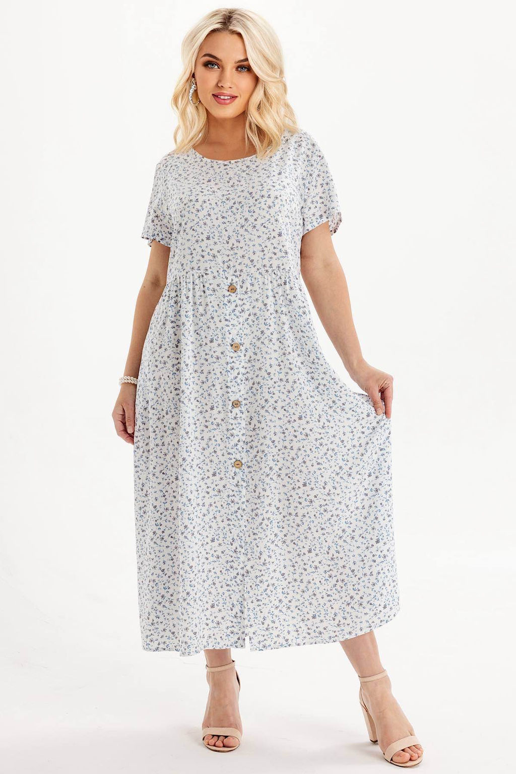 Платье штапель 5915/101/Белый, голубой - Rise фото 3