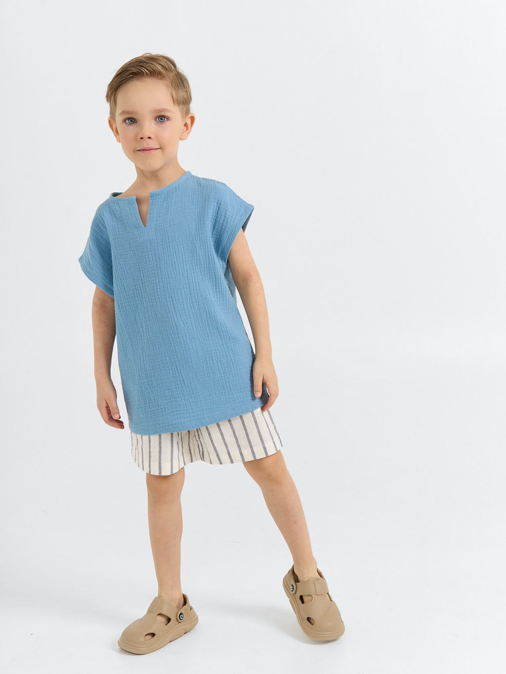 Шорты бермуды хлопковые "Полоска Уголь"