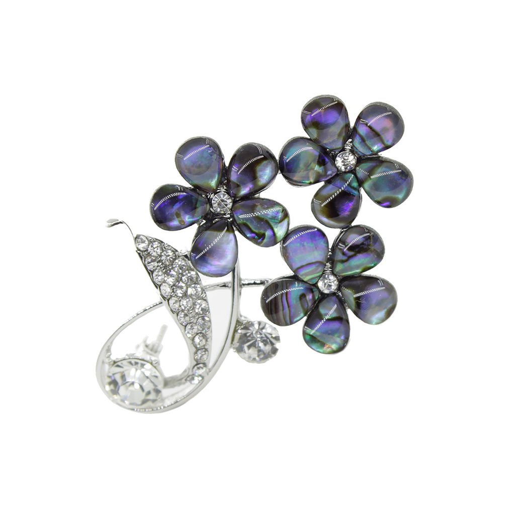 Брошь "Весенние цветы" перламутр гелиотис