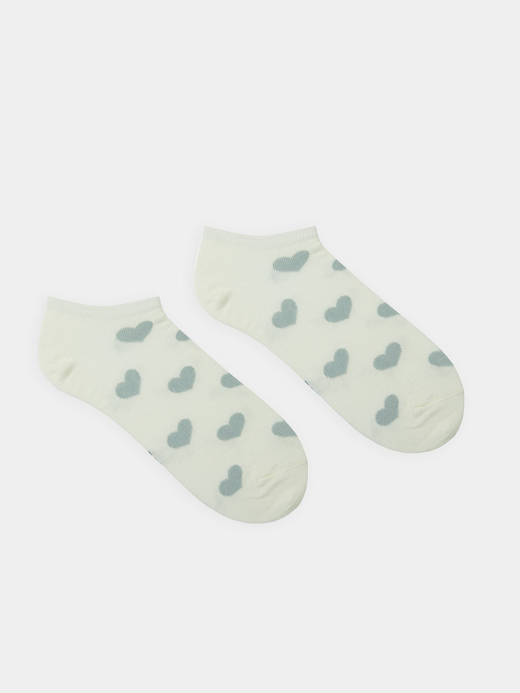 Цена за 5 пар! Носки женские молочно-белые с рисунком в виде крупных сердец молочный 306K-2310