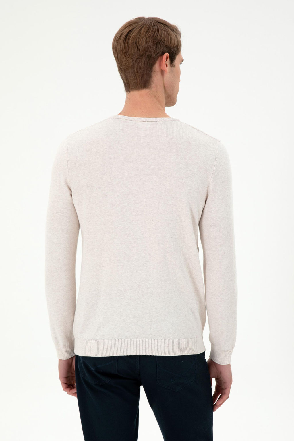Erkek Slim Fit Bisiklet Yaka Ta_ Melanj Basic Kazak