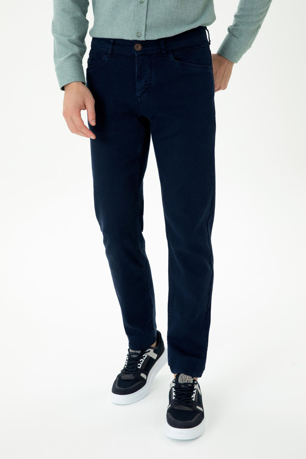 Erkek Slim Fit Lacivert Kanvas Pantolon