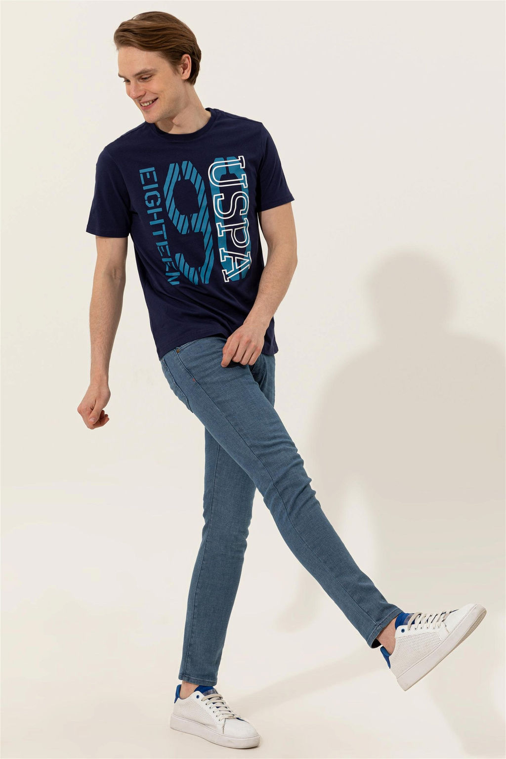 Мужская темно-синяя футболка с круглым вырезом - U.s. polo assn фото 10