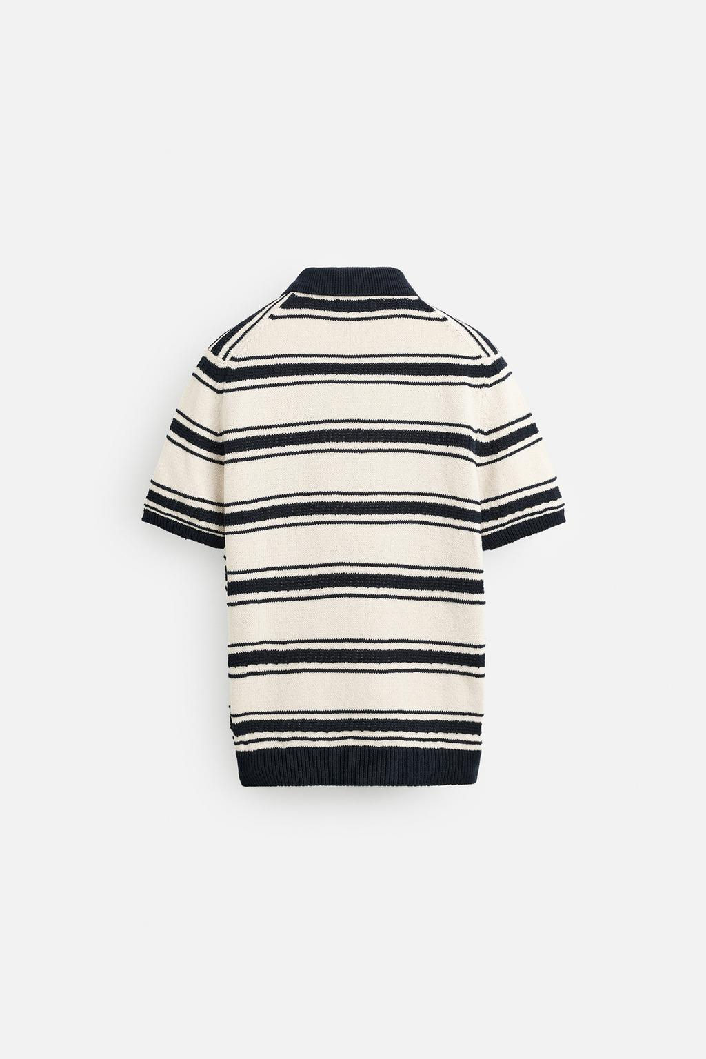 STRIPED JACQUARD KNIT POLO SHIRT - Zara фото 8