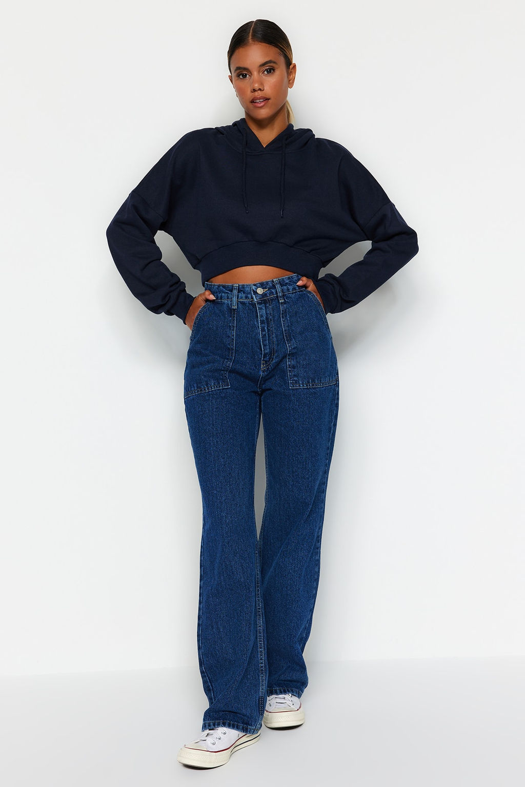 TRENDYOLMILLA Tas Cep Detayl? Yuksek Bel Wide Leg Jeans TWOAW22JE0595  фото 8
