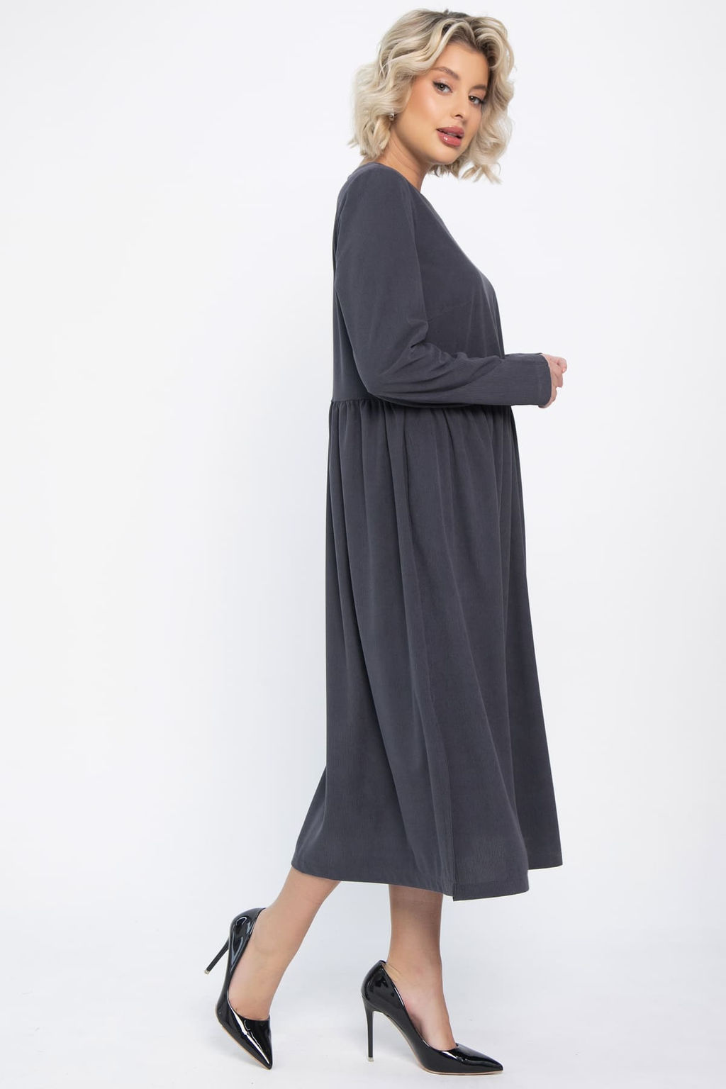 Платье из вельвета Андреа (графит) П14801-25М