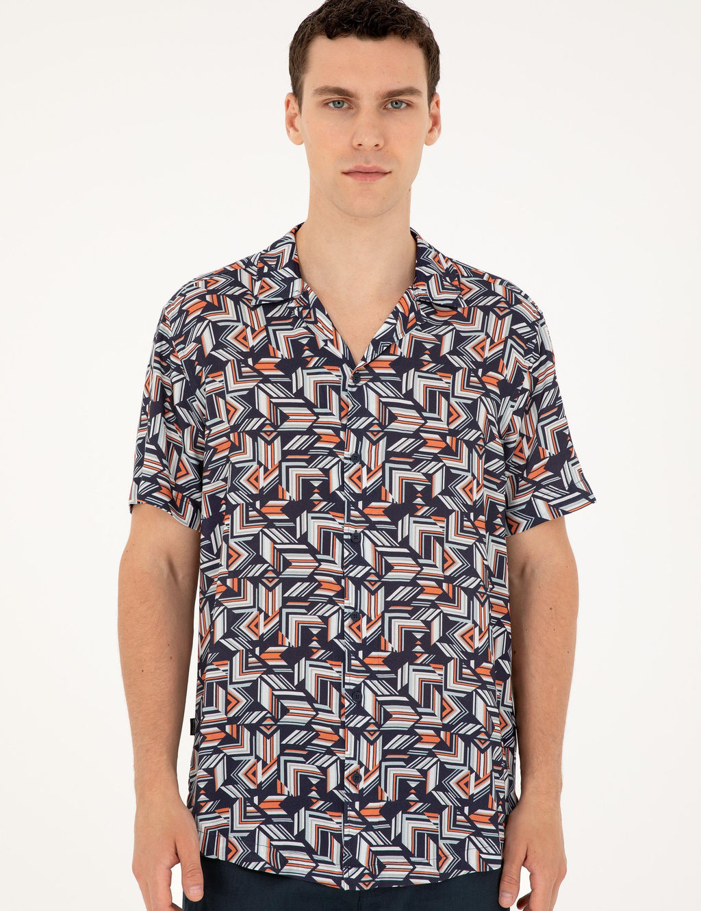 Lacivert Comfort Fit K_sa Kollu G_mlek