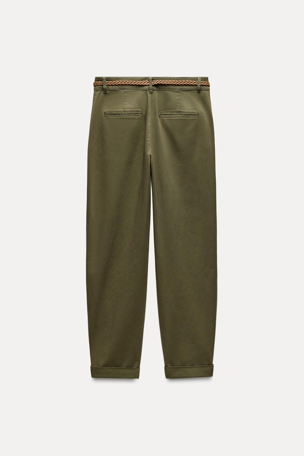 CHINO TROUSERS WITH BRAIDED BELT - Zara фото 29