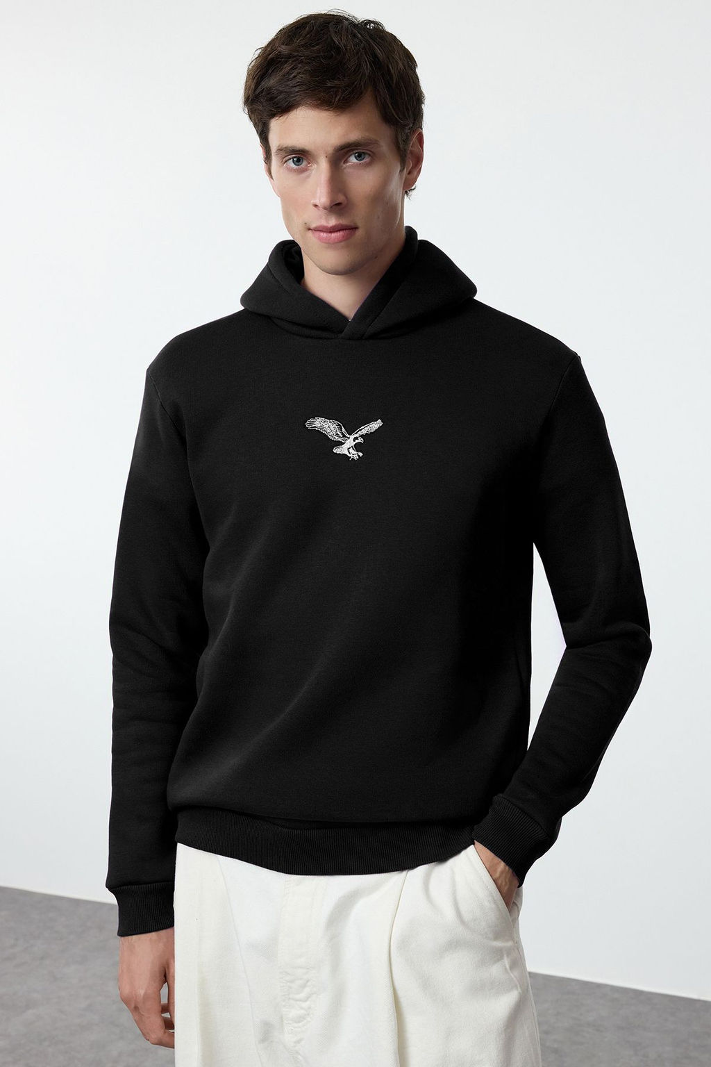 TRENDYOL MAN Mavi Regular/Normal Kesim Hayvan Nak?sl? Ici Polarl? Kapusonlu Sweatshirt TMNAW25SW00094 - Trendyolmilla фото 8