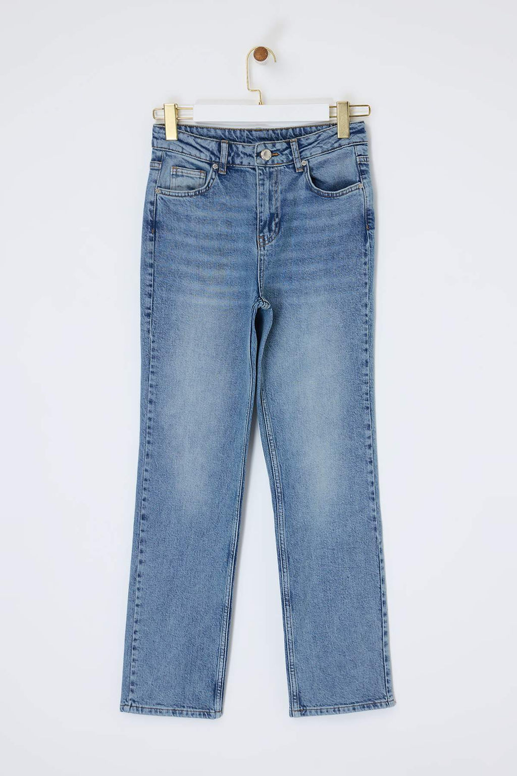 Trendyolmilla Wardrope Essentials Koyu Mavi Az Esnek Yuksek Bel SLIM MOM Jeans TWOSS26JE00148