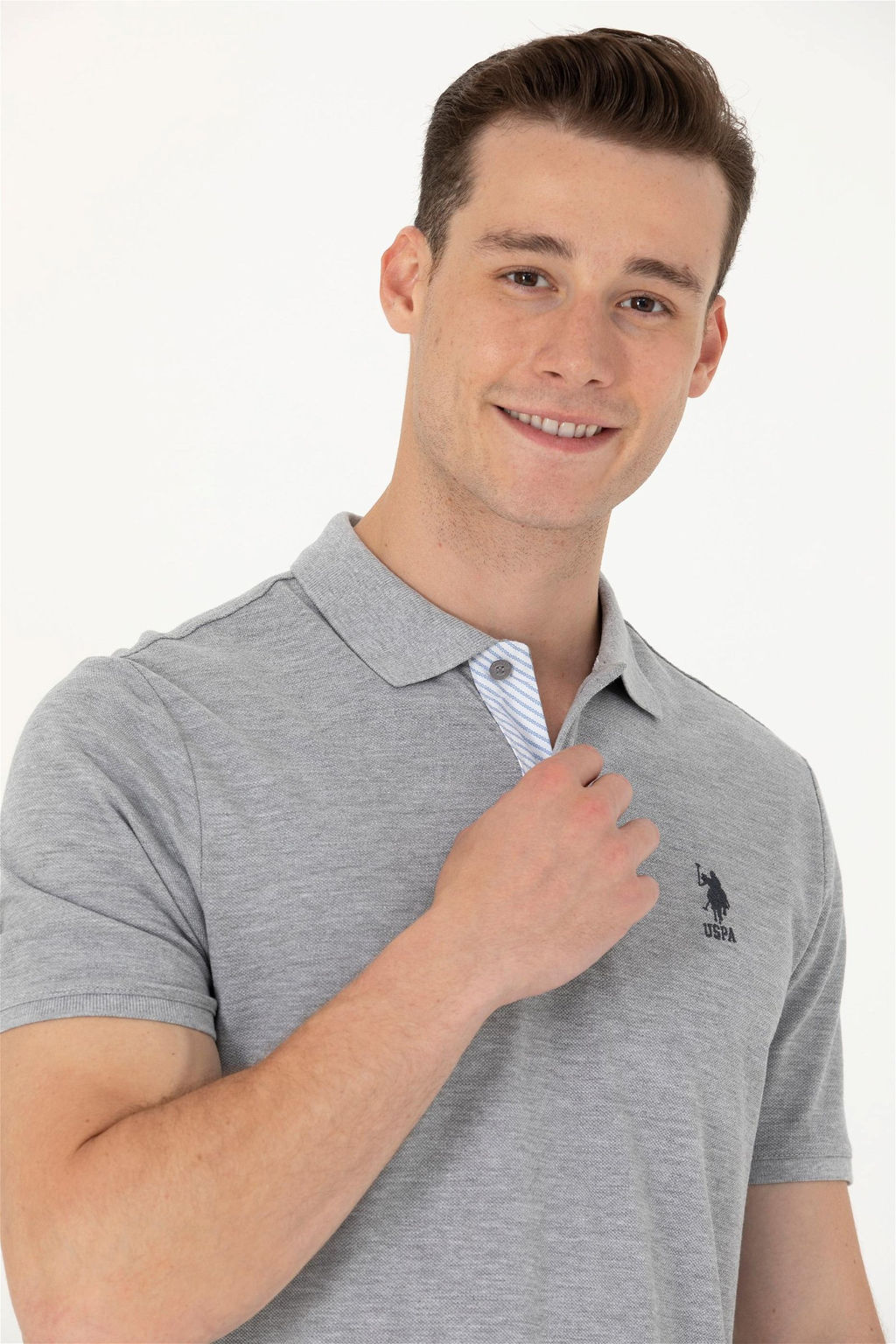 Мужская серая меланжевая базовая футболка - U.s. polo assn фото 9