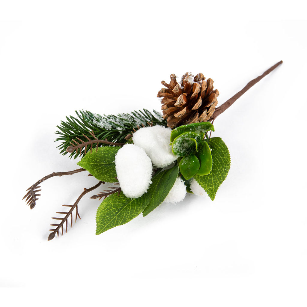 Blumentag VDF-132 Веточка хвойная с шишкой и ягодами 3 х 1 шт. 34 см 01  фото 3