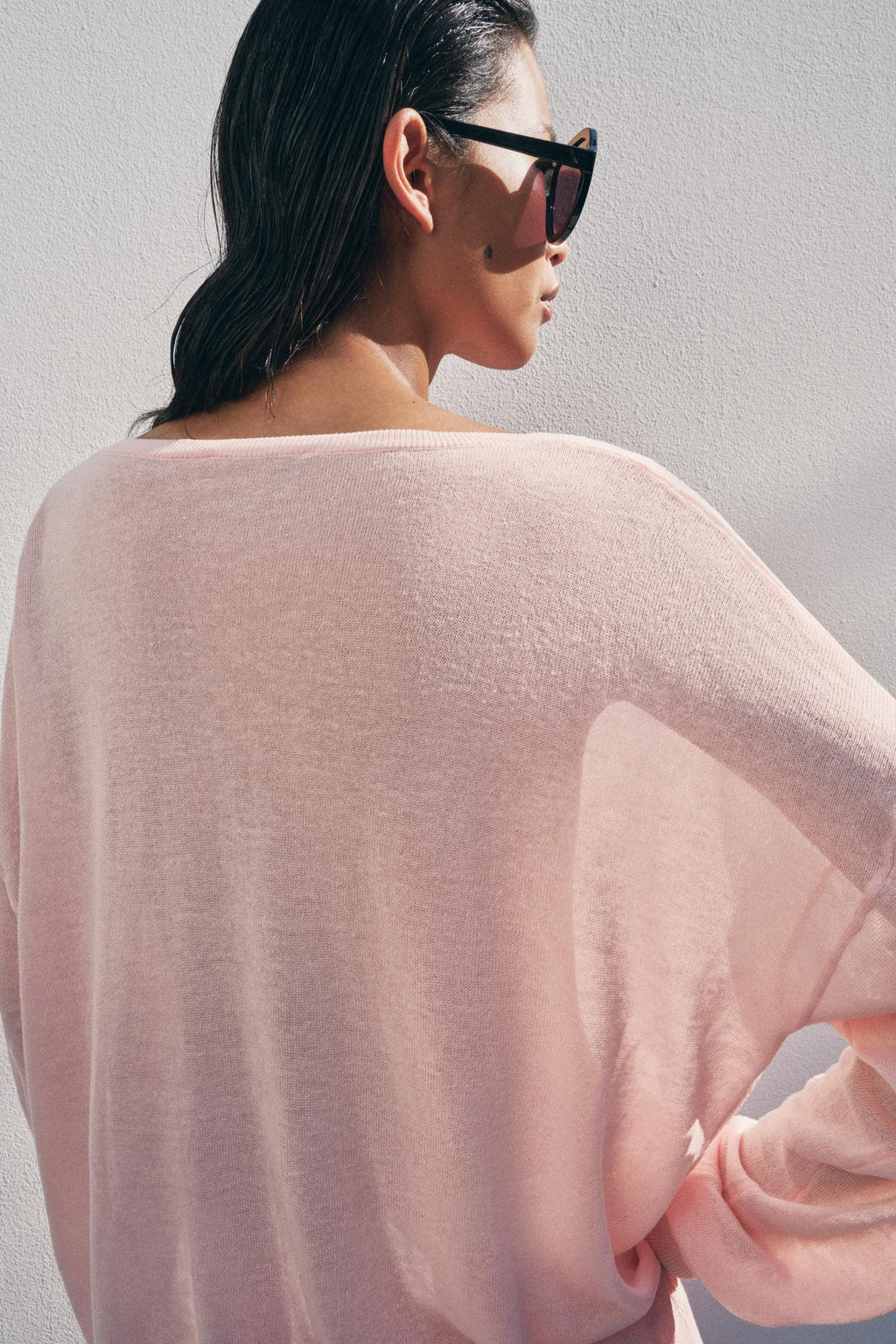 JERSEY PUNTO FINO ESCOTE PICO / Rosa pastel - Zara фото 3