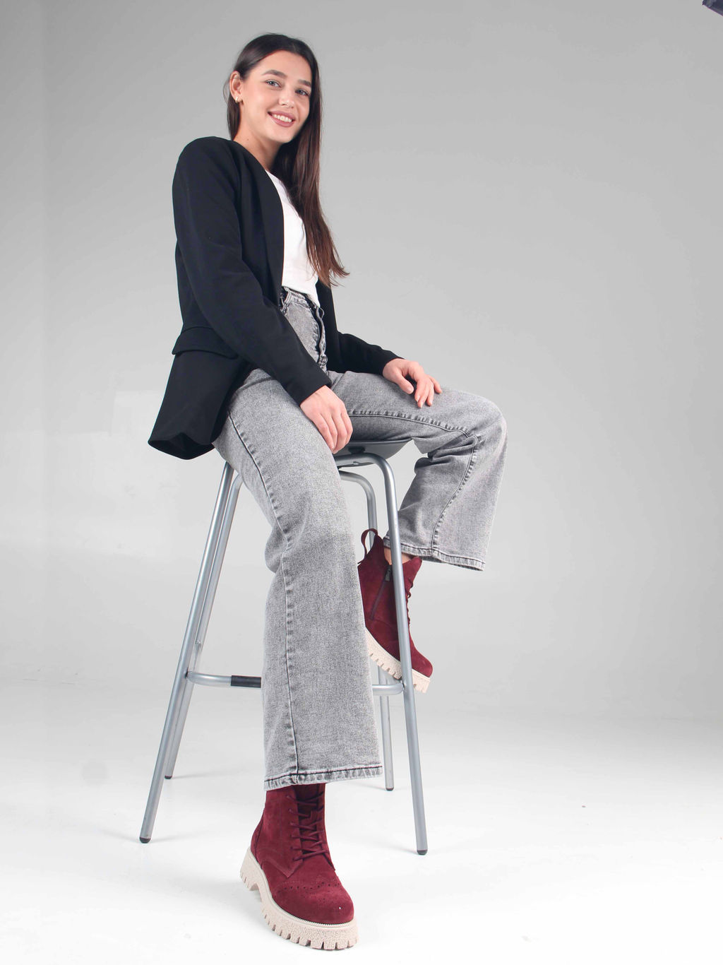 Ботинки 338.1541be. бордо замша/Байка