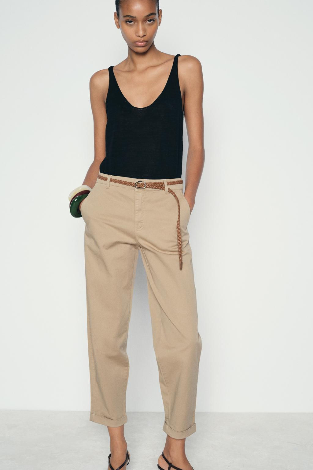 CHINO TROUSERS WITH BRAIDED BELT - Zara фото 18
