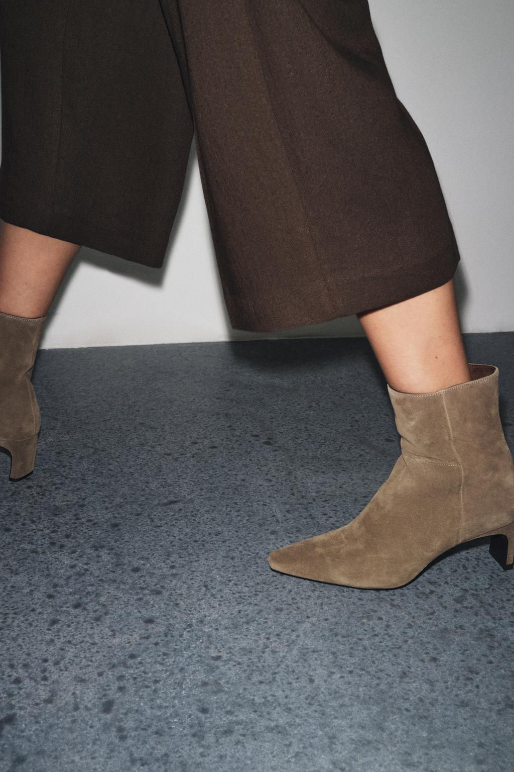 SUEDE KITTEN HEEL ANKLE BOOTS