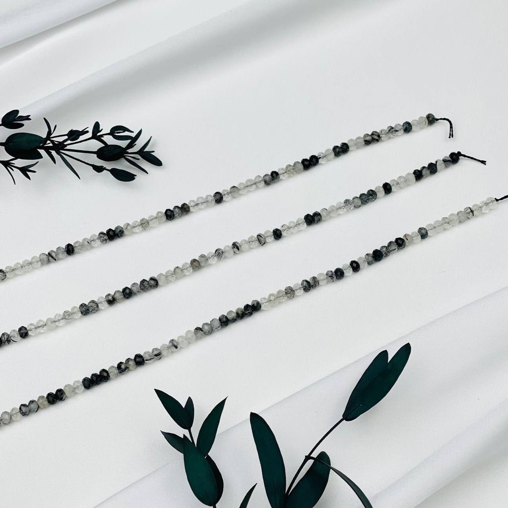 Бусины для украшений из Кварца с Турмалином 39 см