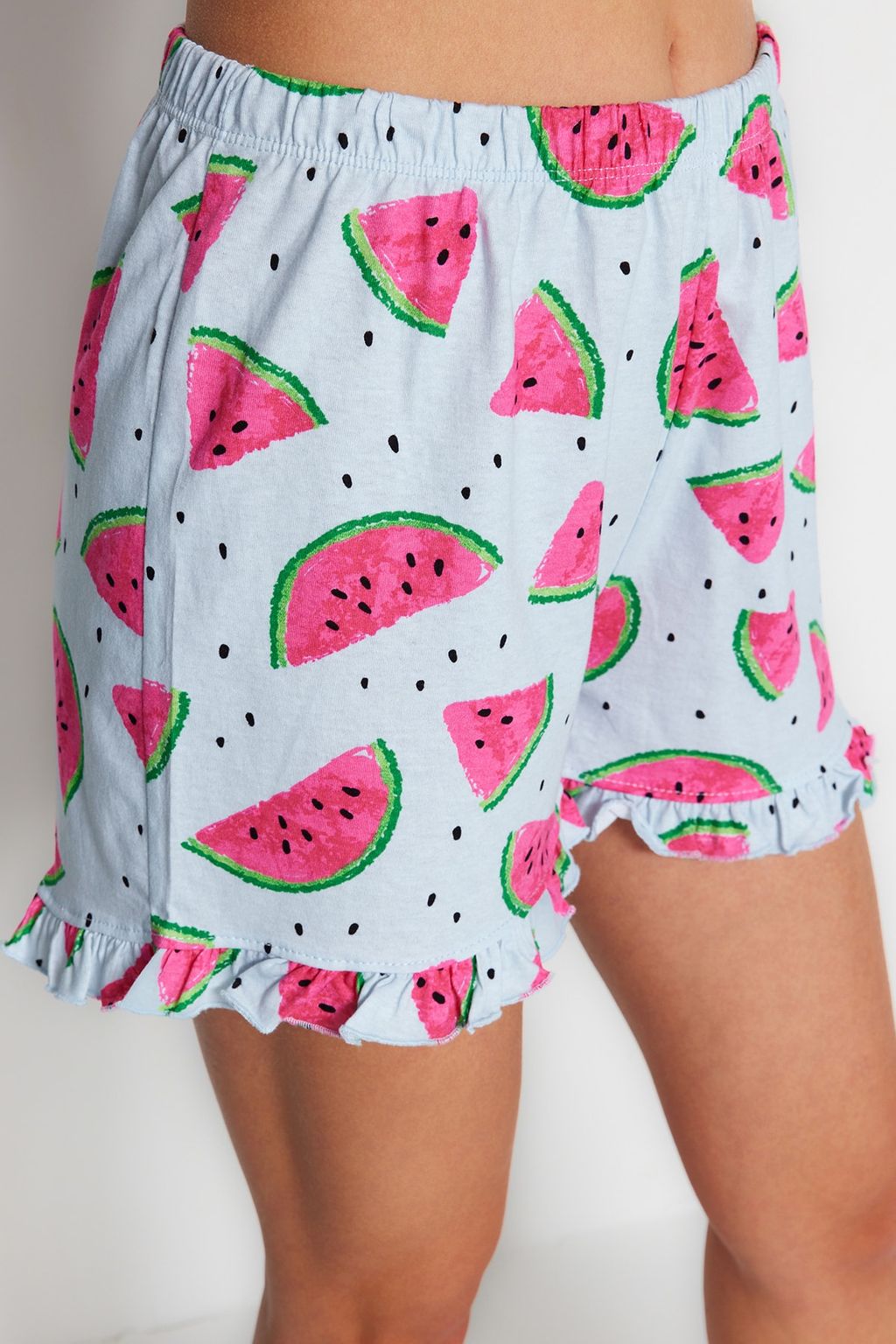 Trendyolmilla Pembe %100 Pamuklu Karpuz Desenli F?rf?rl? Sortlu Orme Pijama Tak?m? THMSS21PT0670 фото 8