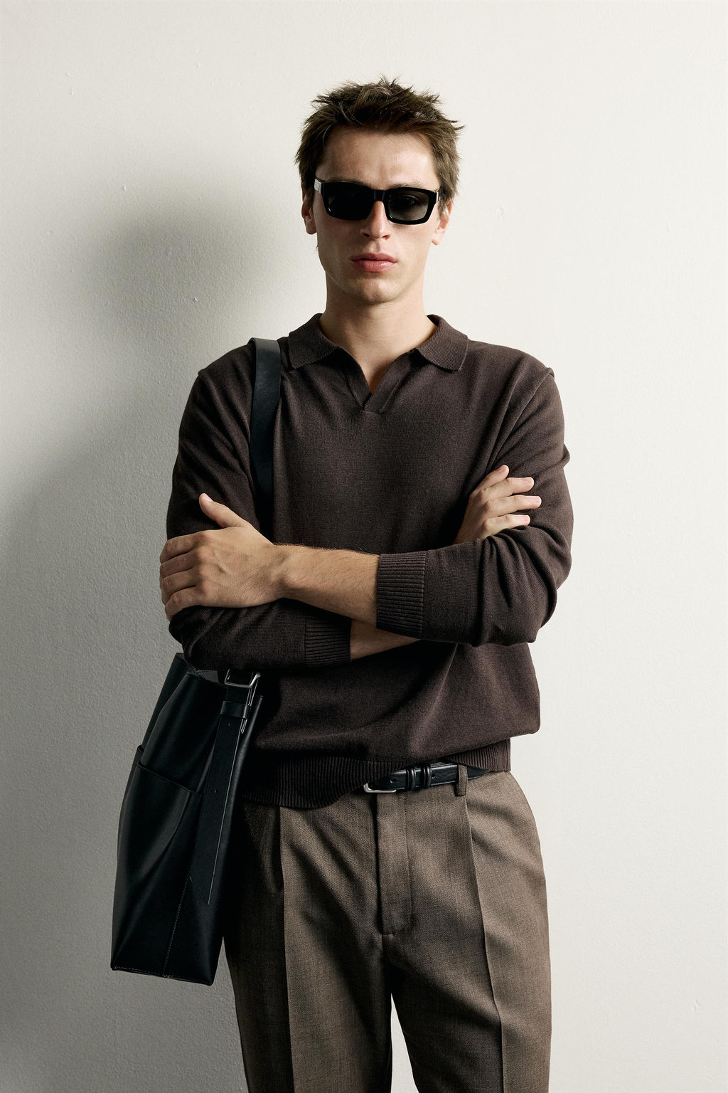 POLO PUNTO REGULAR FIT ALGOD?N - LINO / Marr?n - Zara фото 2