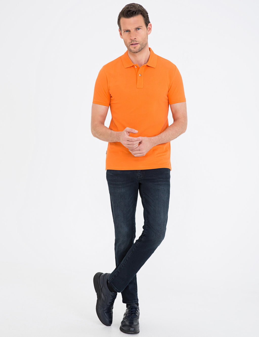 Turuncu Slim Fit Basic Ti__rt
