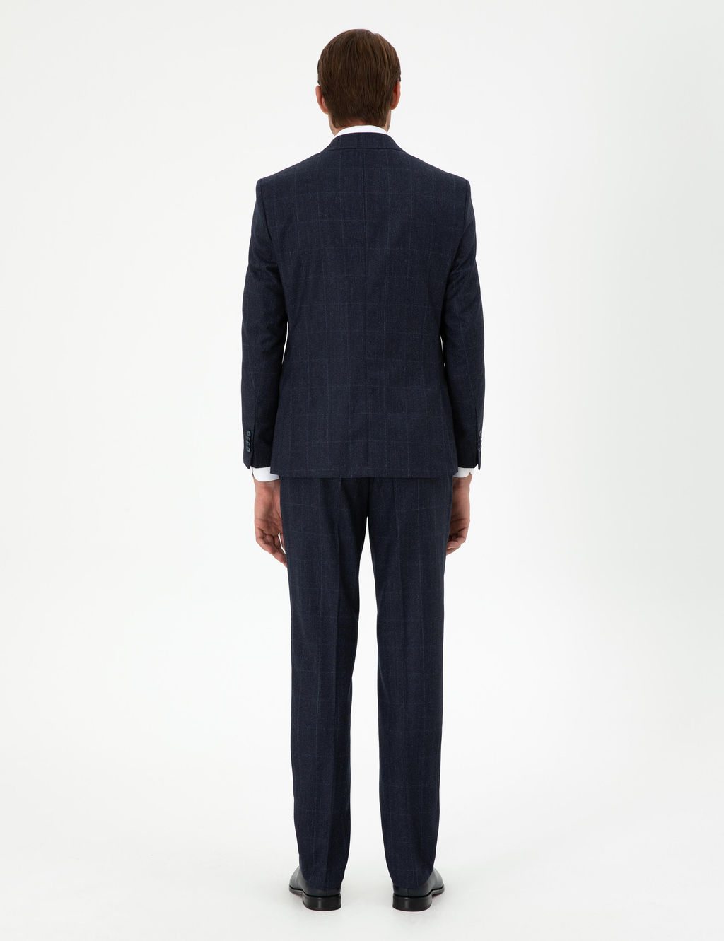 Lacivert Slim Fit Ekose Y_n Tak_m Elbise