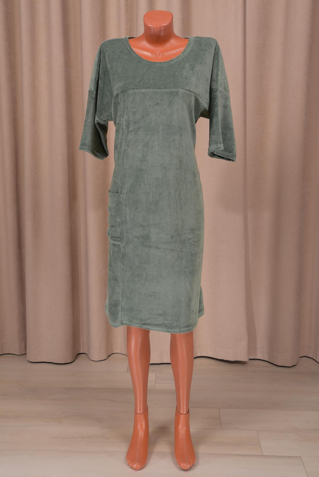 Туника велюровая (01019, оливковый)