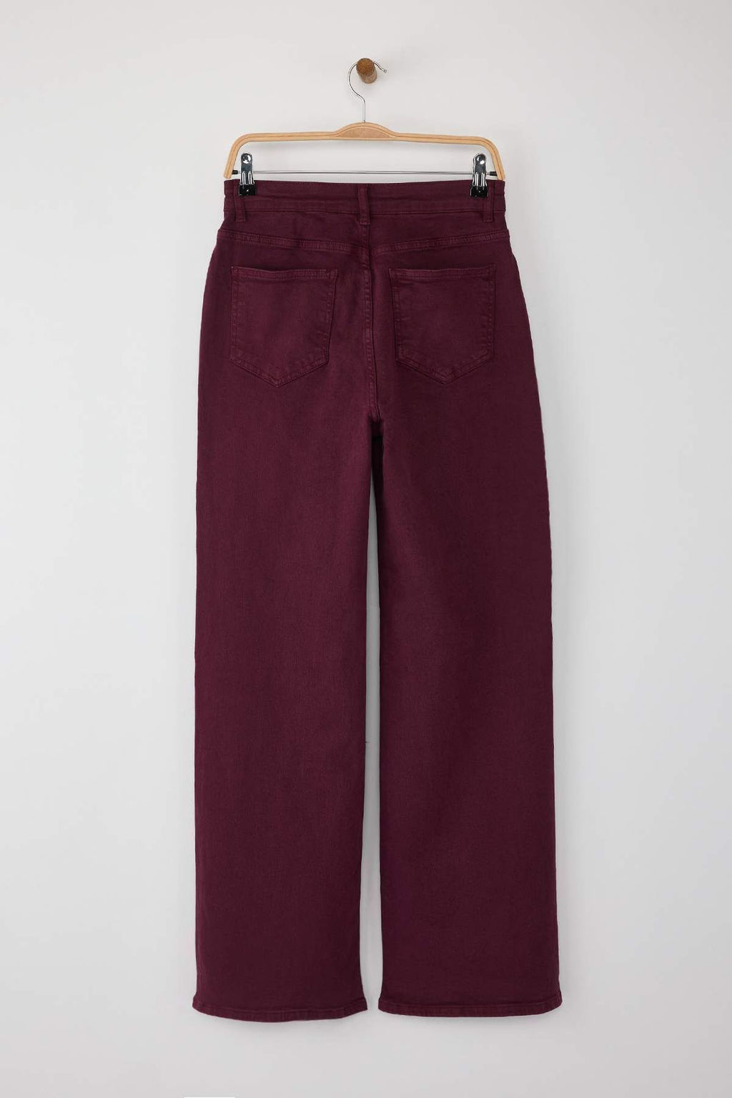 Ozel Koleksiyon Bordo Dugme Detayl? Yuksek Bel Wide Leg Comfort/Esnek Jeans TWOAW26JE00017
