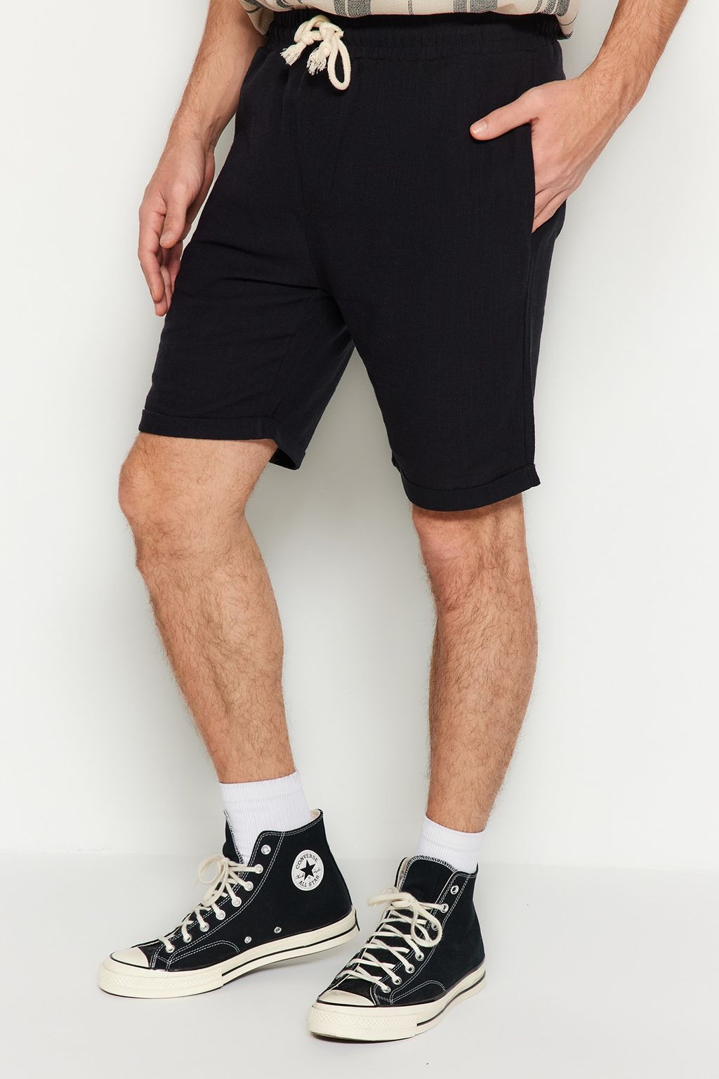 TRENDYOL MAN Ekru Regular Fit Keten Gorunumlu Sort TMNSS23SR00030 - Trendyolmilla фото 17