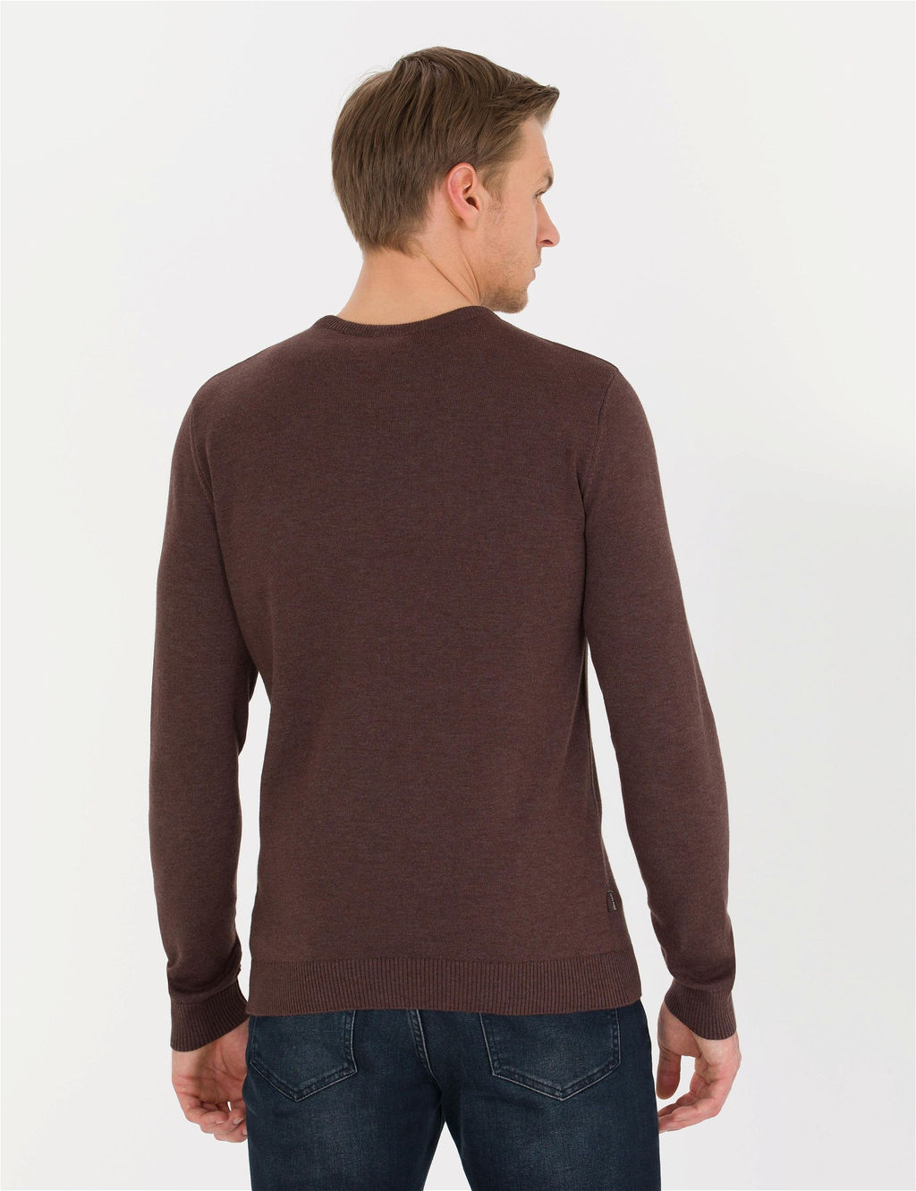 A__k Kahverengi Slim Fit Bisiklet Yaka Triko Kazak - Pierre cardin фото 5