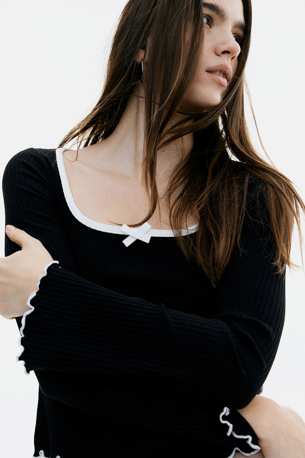 Top de canale con detalles sobrehilados - H&m фото 11