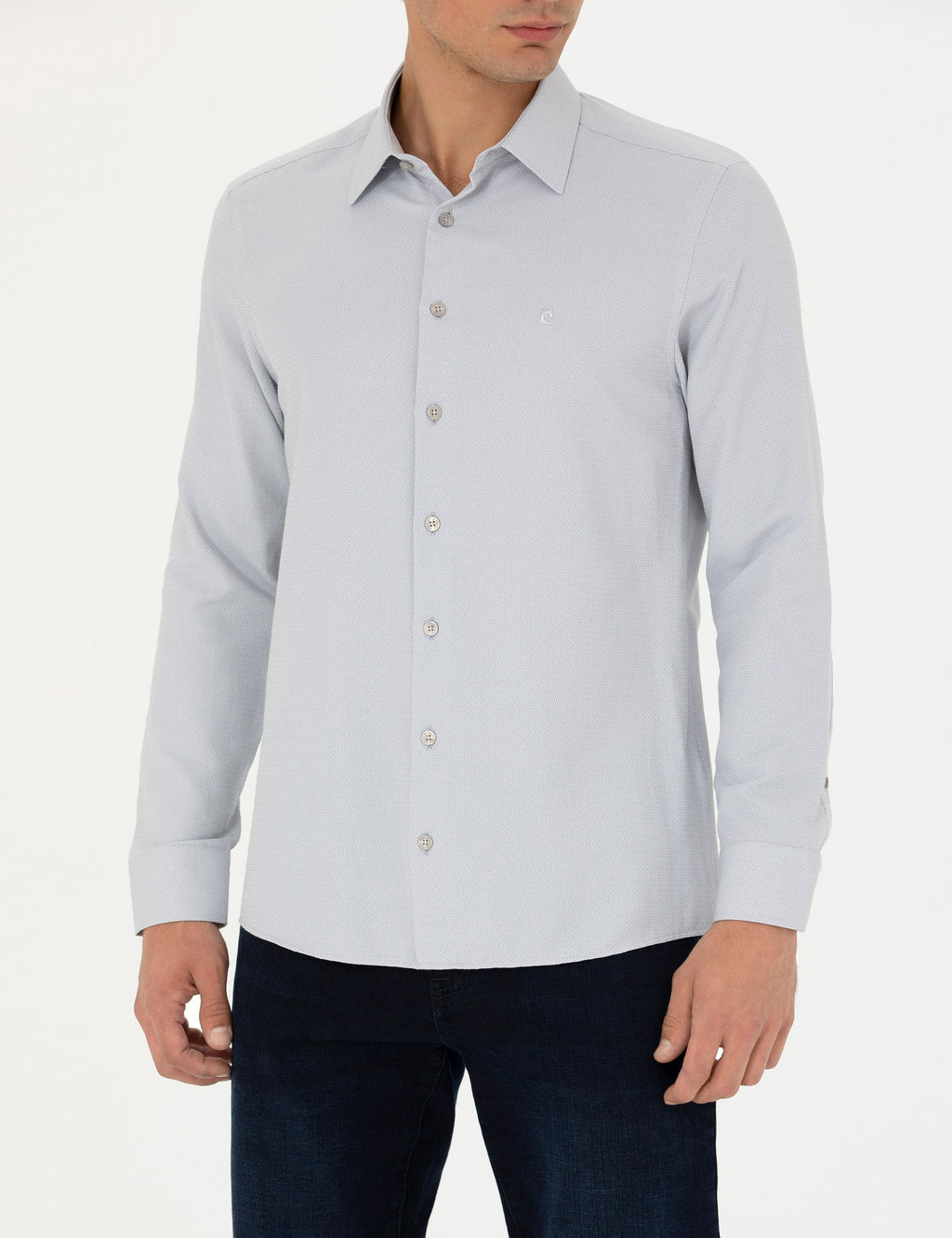 Рубашка Slim Fit с длинным рукавом серая