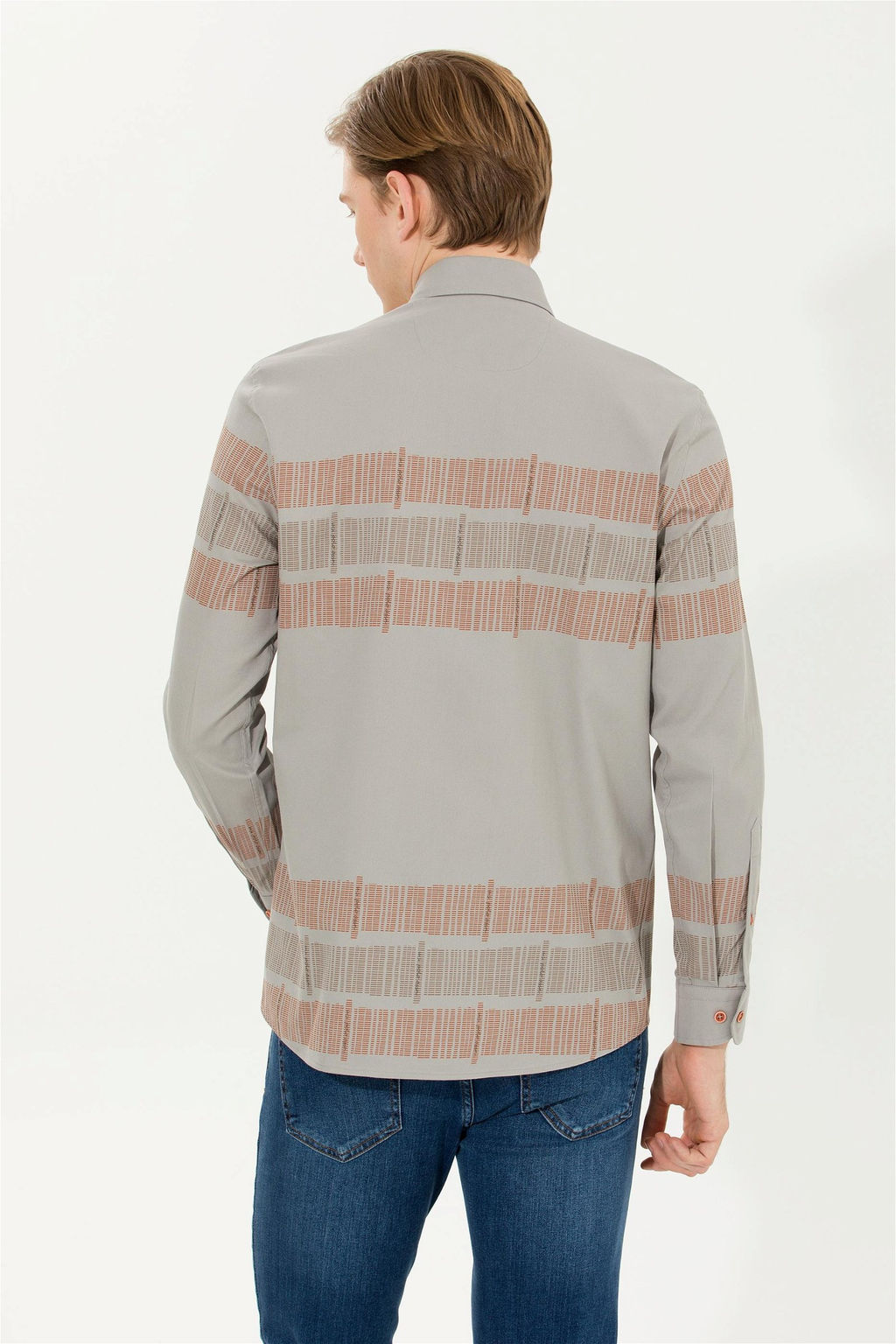 Мужская рубашка с длинным рукавом кирпичного цвета - U.s. polo assn фото 5