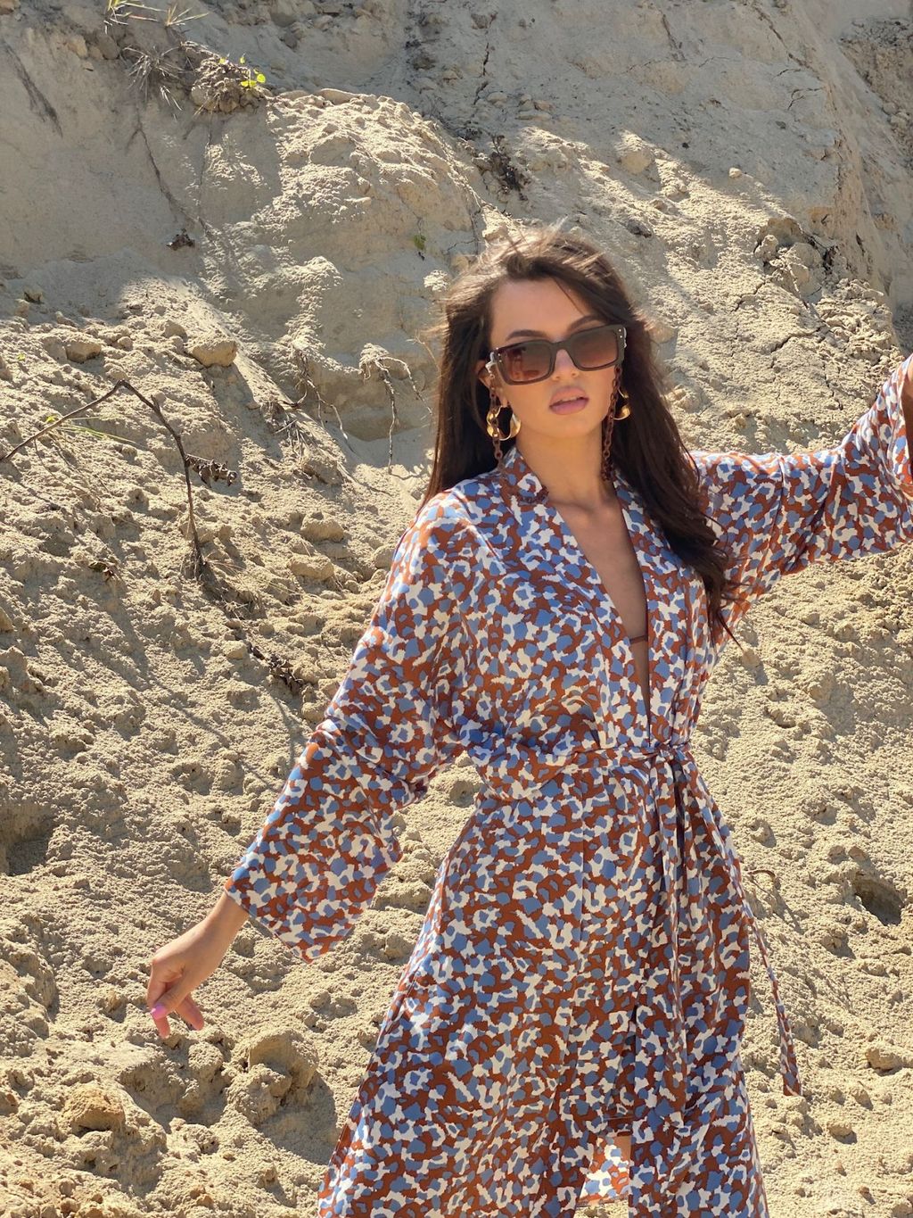 6885 Костюм из кимоно и шорт коричнево-голубой - Martichelli фото 21